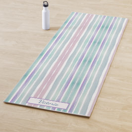 Niedliches Muster Farbstreifen Pink Blue Monogram Yogamatte