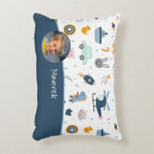 Niedliches Muster Foto und Name Boy Blue Dekokissen (Vorderseite(Vertikal))
