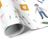 Niedliches Muster Foto und Name Boy Blue Geschenkpapier (Rolleneckpunkt)