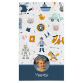 Niedliches Muster Foto und Name Boy Blue Kleine Geschenktüte (Rückseite)