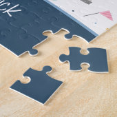 Niedliches Muster Foto und Name Boy Blue Puzzle (Seite)