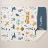 Niedliches Muster Foto und Name Boy Blue Sherpadecke (Vorderseite (Horizontal))