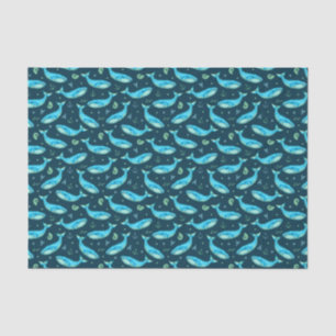 Niedliches Muster für Blauwal-Nautical Ocean Beach Seidenpapier