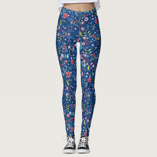Niedliches Muster für Botanische Blätter und Blume Leggings (Vorderseite)