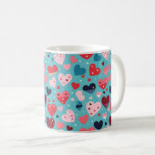 Niedliches Muster für farbenfrohe Herzen Kaffeetasse (VorderseiteRechts)