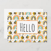 Niedliches Muster für Hummeln und Regenbogen Postkarte (Vorne/Hinten)