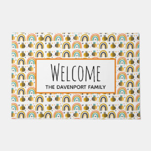 Niedliches Muster für Hummeln und Regenbogen Willk Fußmatte