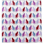 Niedliches Muster für Katzen und Herz Duschvorhang (Vorderseite)