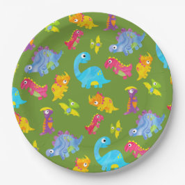 Niedliches Muster für Kinder Grünes Baby Dinosaur  Pappteller