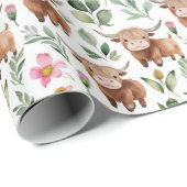 Niedliches Muster für Kühe und rosa Blume Geschenkpapier (Rolleneckpunkt)