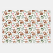 Niedliches Muster für Kühe und rosa Blume Geschenkpapier Set (Vorderseite)