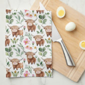 Niedliches Muster für Kühe und rosa Blume Geschirrtuch (Viertel Falte)