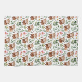 Niedliches Muster für Kühe und rosa Blume Geschirrtuch (Horizontal)
