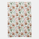 Niedliches Muster für Kühe und rosa Blume Geschirrtuch (Vertikal)