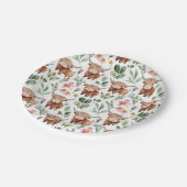 Niedliches Muster für Kühe und rosa Blume Pappteller (Schrägansicht)