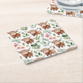 Niedliches Muster für Kühe und rosa Blume Rechteckiger Pappuntersetzer (angewinkelt)