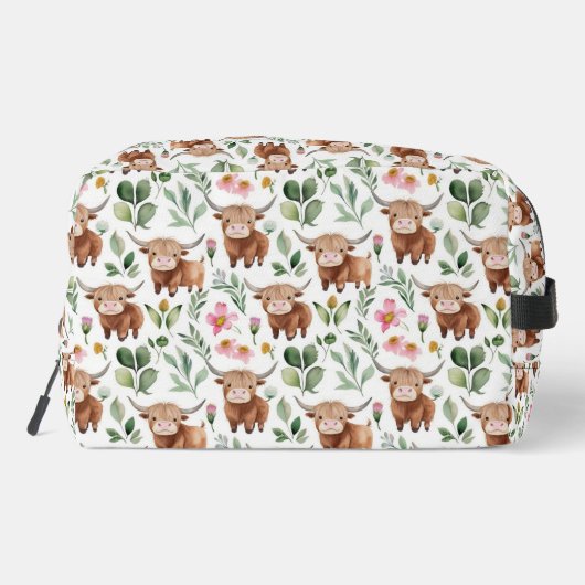 Niedliches Muster für Kühe und rosa Blume Waschbeutel (Rückseite)