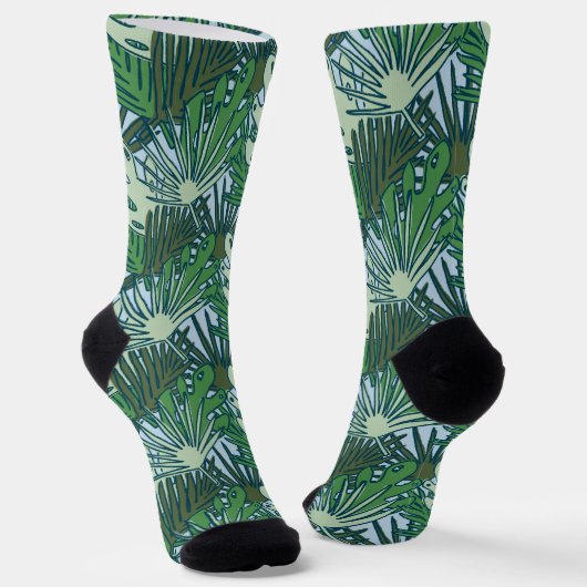 Niedliches Muster für moderne grüne tropische Blät Socken (Gewinkelt)
