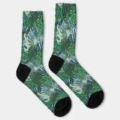 Niedliches Muster für moderne grüne tropische Blät Socken (Rechts)