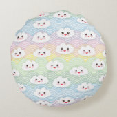 Niedliches Muster für Pastellfarben Kawaii Rundes Kissen (Rückseite)