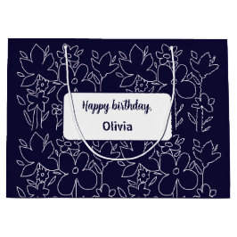 Niedliches Muster für weiße Wildblumen Mit Monogra Große Geschenktüte