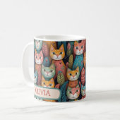 Niedliches Muster für Whimsikkatzen Kaffeetasse (Vorderseite Links)
