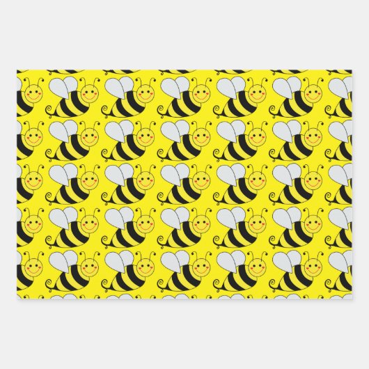 Niedliches Muster | Gelb Geschenkpapier Set (Vorderseite)