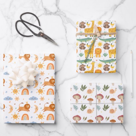 Niedliches Muster Geschenkpapier Set (Vorderseite)