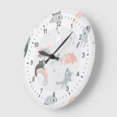 Niedliches Muster Große Wanduhr (Winkel)