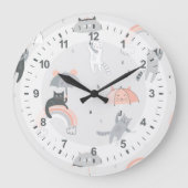 Niedliches Muster Große Wanduhr (Vorderseite)