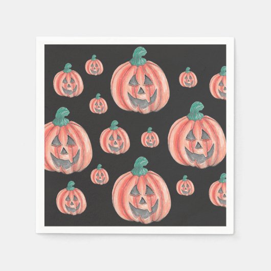 Niedliches Muster Halloween Pumpkin Jack-O-Lantern Serviette (Vorderseite)