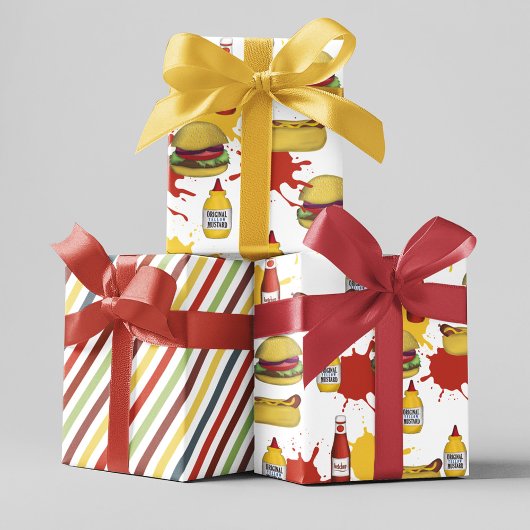 Niedliches Muster Hamburger und Hotdogs Geschenkpapier Set