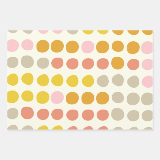 Niedliches Muster in Gelb-Rosa und Korallen Geschenkpapier Set (Vorderseite)