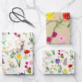 Niedliches Muster in kleinen Blume Geschenkpapier Set