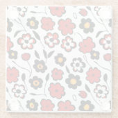 Niedliches Muster in Rot, Schwarz und Weiß, Blume Glasuntersetzer (Rückseite)