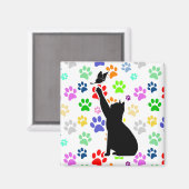 Niedliches Muster Katze Schmetterling jagen Magnet (Vorderseite/Rückseite)