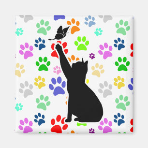 Niedliches Muster Katze Schmetterling jagen Magnet