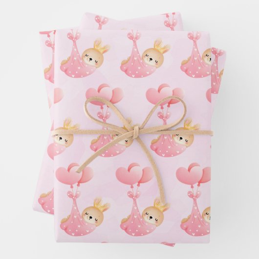 Niedliches Muster mit Baby Bunny im Herzen Geschenkpapier Set (Beispiel)