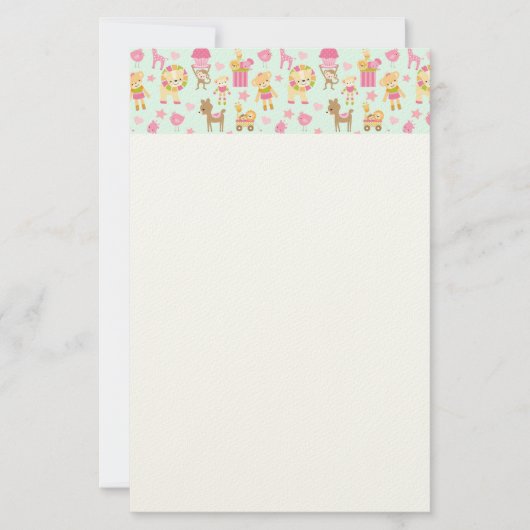 Niedliches Muster mit dem Bahnhof für Whimsiktiere Briefpapier (Vorderseite)