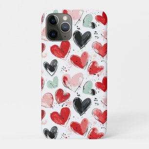 niedliches Muster mit gemalten Herzen Aquarell Case-Mate iPhone Hülle
