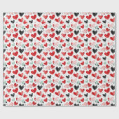 niedliches Muster mit gemalten Herzen Aquarell Geschenkpapier (Flach)