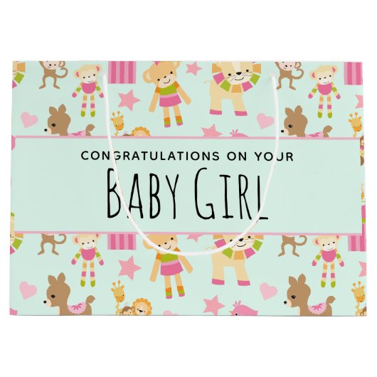 Niedliches Muster mit glücklichen Tieren & Kinderm Große Geschenktüte (Vorderseite)