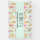 Niedliches Muster mit glücklichen Tieren & Spielze Banner (Vertikal)