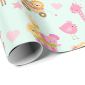 Niedliches Muster mit glücklichen Tieren und Spiel Geschenkpapier (Rolleneckpunkt)