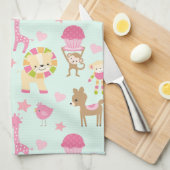 Niedliches Muster mit glücklichen Tieren und Spiel Geschirrtuch (Viertel Falte)
