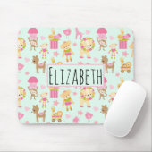 Niedliches Muster mit glücklichen Tieren und Spiel Mousepad (Mit Mouse)