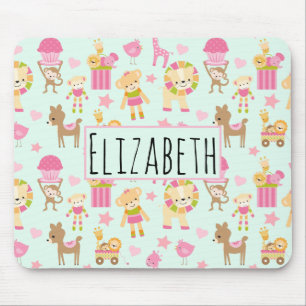 Niedliches Muster mit glücklichen Tieren und Spiel Mousepad