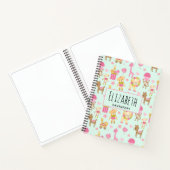 Niedliches Muster mit glücklichen Tieren und Spiel Notizblock (Innenseite)