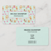 Niedliches Muster mit glücklichen Tieren und Spiel Visitenkarte (Vorne/Hinten)