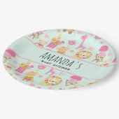 Niedliches Muster mit Happy Animals & Toys Baby Du Pappteller (Schrägansicht)